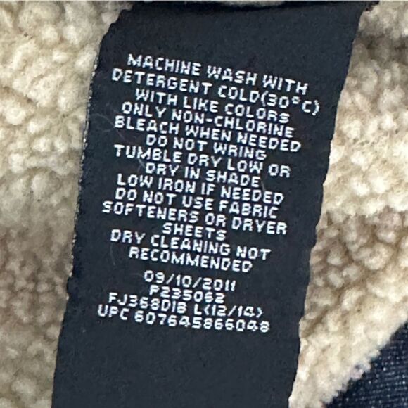 Dickies Work Womens Denim Jean Jacket Size L Blue Sherpa Lined - Picture 10 of 10